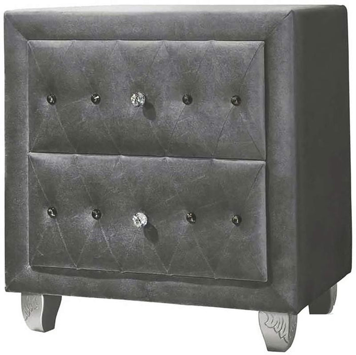 Coaster Furniture - Deanna Grey Upholstered 5 Piece Platform Bedroom Set - 205101Q-S5 - Nightstand