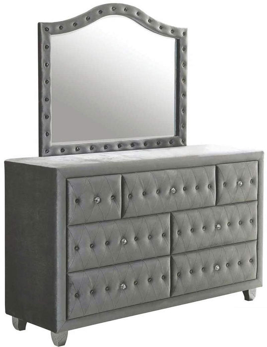 Coaster Furniture - Deanna Grey Upholstered 5 Piece Platform Bedroom Set - 205101Q-S5 - GreatFurnitureDeal