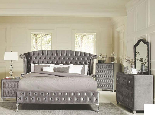 Coaster Furniture - Deanna Grey Upholstered 6 Piece Platform Bedroom Set - 205101Q-S6