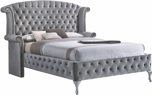 Coaster Furniture - Deanna Grey 6 Piece Eastern King Upholstered Platform Bedroom Set - 205101KE-6SET - GreatFurnitureDeal