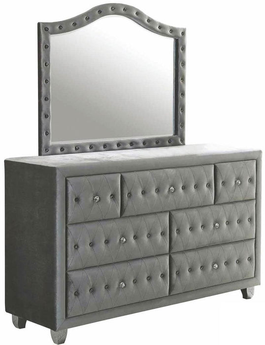 Coaster Furniture - Deanna Grey Upholstered Mirror - 205104 - Set View