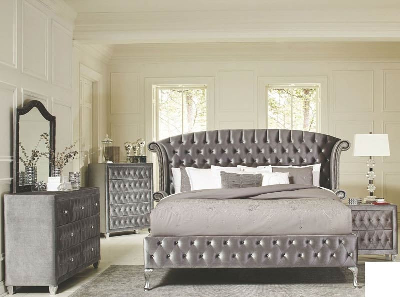 Coaster Furniture - Deanna Grey Upholstered Mirror - 205104 - GreatFurnitureDeal