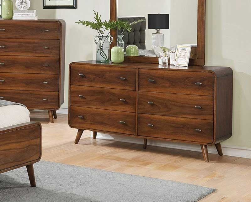 Coaster Furniture - Robyn Dark Walnut 6 Piece Eastern King Panel Bedroom Set - 205131KE-6SET - GreatFurnitureDeal