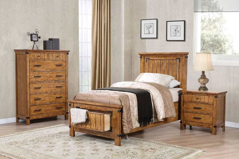 Coaster Furniture - Brenner Rustic Honey Twin Panel Storage Bed - 205260T - GreatFurnitureDeal