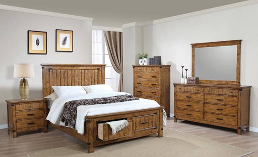 Coaster Furniture - Brenner Rustic Honey 6 Piece Eastern King Panel Storage Bedroom Set - 205260KE-6SET - GreatFurnitureDeal