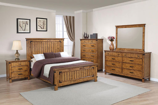 Coaster Furniture - Brenner Rustic Honey 4 Piece California King Panel Bedroom Set - 205261KW-4SET - GreatFurnitureDeal