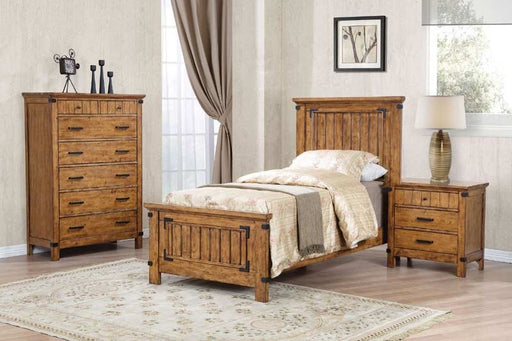 Coaster Furniture - Brenner Rustic Honey 5 Piece Full Panel Bedroom Set - 205261F-5SET - GreatFurnitureDeal