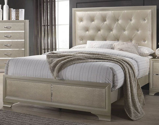 Coaster Furniture - Beaumont Champagne 5 Piece Queen Upholstered Panel Bedroom Set - 205291Q-5SET - GreatFurnitureDeal