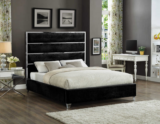 Meridian Furniture - Zuma Velvet King Bed in Black - ZumaBlack-K - GreatFurnitureDeal