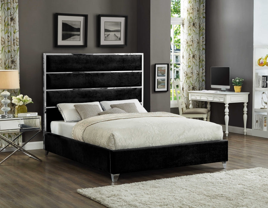 Meridian Furniture - Zuma Velvet King Bed in Black - ZumaBlack-K