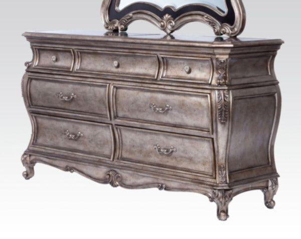 Acme Furniture - Chantelle French Rococo 7 Drawers Dresser in Antique Silver - 20545