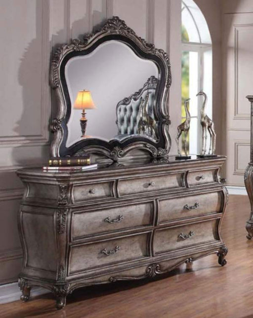 Acme Furniture - Chantelle French Rococo Dresser with Mirror Set in Antique Silver - 20545-44 - GreatFurnitureDeal