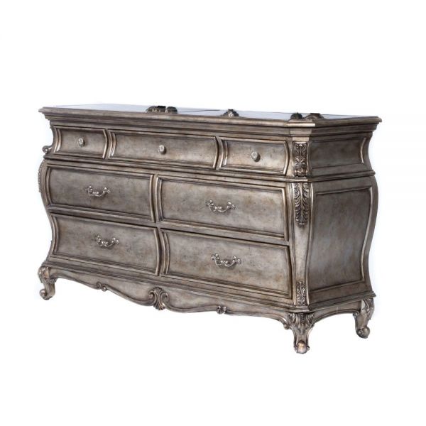 Acme Furniture - Chantelle French Rococo 7 Drawers Dresser in Antique Silver - 20545
