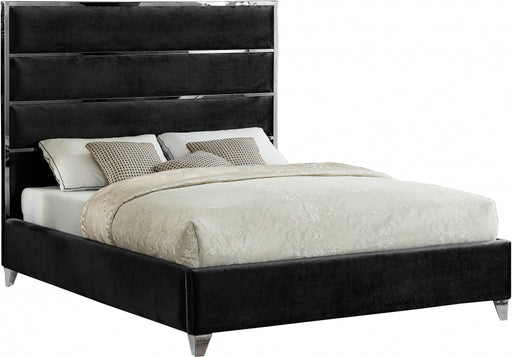 Meridian Furniture - Zuma Velvet Queen Bed in Black - ZumaBlack-Q - GreatFurnitureDeal