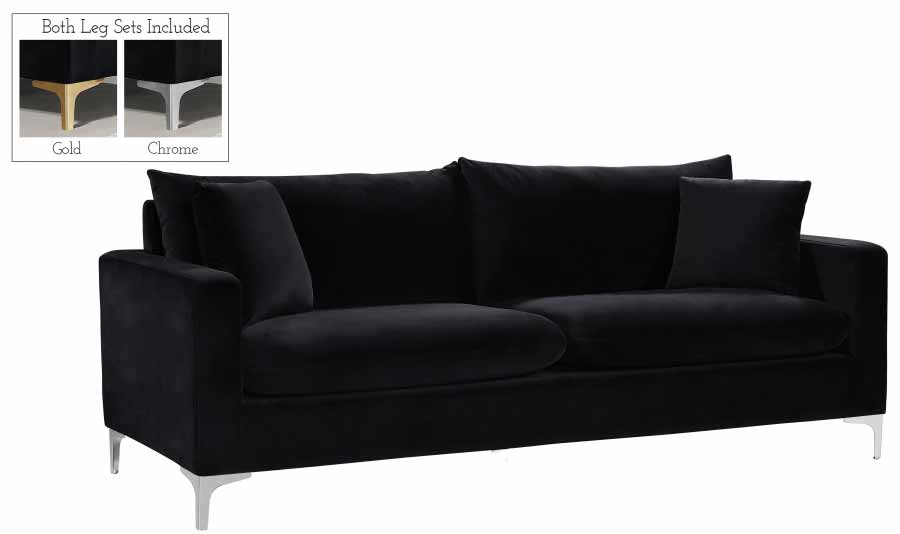 Meridian Furniture - Naomi 3 Piece Living Room Set in Black - 633Black-S-3SET