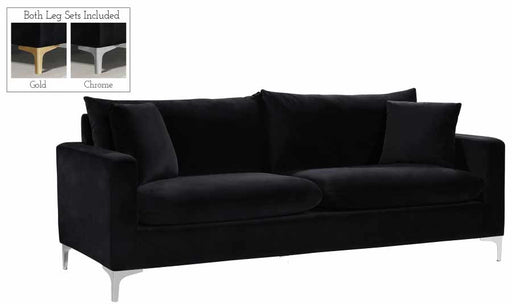 Meridian Furniture - Naomi Velvet Sofa in Black - 633Black-S - GreatFurnitureDeal
