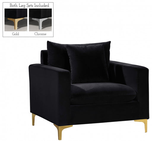 Meridian Furniture - Naomi 3 Piece Living Room Set in Black - 633Black-S-3SET - GreatFurnitureDeal