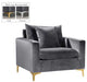 Meridian Furniture - Naomi Velvet Chair in Grey - 633Grey-C - GreatFurnitureDeal