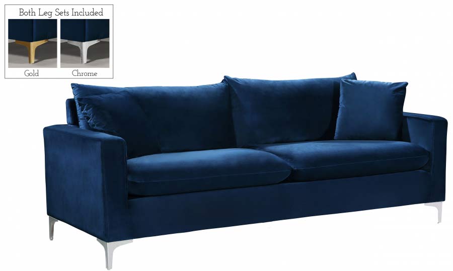 Meridian Furniture - Naomi 3 Piece Living Room Set in Navy - 633Navy-S-3SET - GreatFurnitureDeal
