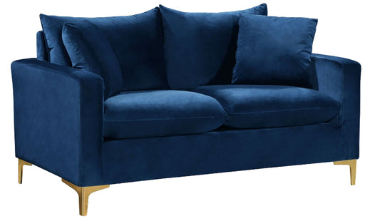 Meridian Furniture - Naomi Velvet Loveseat in Navy - 633Navy-L - GreatFurnitureDeal