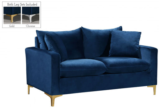Meridian Furniture - Naomi Velvet Loveseat in Navy - 633Navy-L - GreatFurnitureDeal