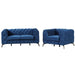 GFD Home - Modern 3-Piece Sofa Sets with Sturdy Metal Legs,Velvet Upholstered Couches Sets Including Three Seat Sofa, Loveseat and Single Chair for Living Room Furniture Set,Blue - GreatFurnitureDeal