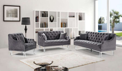Meridian Furniture - Roxy Velvet Chair in Grey - 635Grey-C - GreatFurnitureDeal