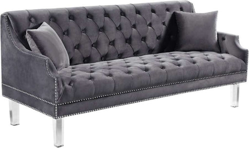 Meridian Furniture - Roxy Velvet Sofa in Grey - 635Grey-S - GreatFurnitureDeal