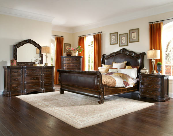 ART Furniture - Valencia 6 Piece Eastern King Sleigh Bedroom Set in Dark Oak - 209146-2304-6SET