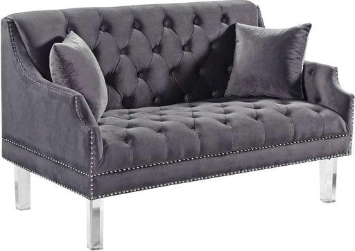 Meridian Furniture - Roxy Velvet Loveseat in Grey - 635Grey-L - GreatFurnitureDeal