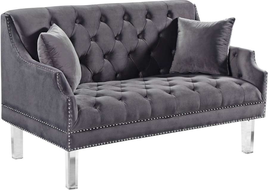 Meridian Furniture - Roxy Velvet Loveseat in Grey - 635Grey-L - GreatFurnitureDeal