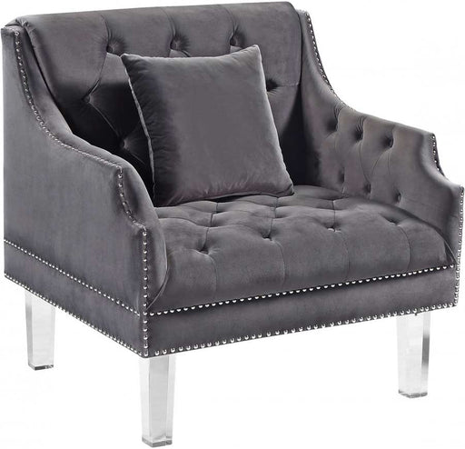 Meridian Furniture - Roxy Velvet Chair in Grey - 635Grey-C - GreatFurnitureDeal