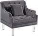 Meridian Furniture - Roxy Velvet Chair in Grey - 635Grey-C - GreatFurnitureDeal