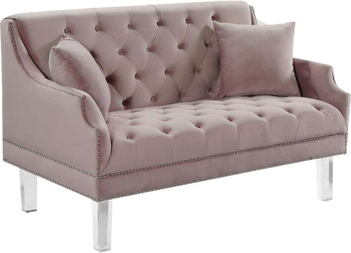 Meridian Furniture - Roxy Velvet Loveseat in Pink - 635Pink-L - GreatFurnitureDeal
