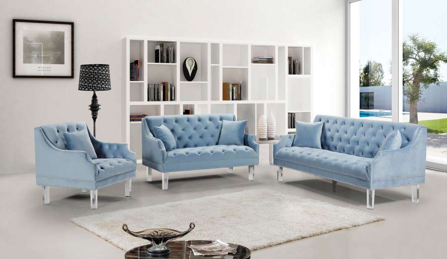 Meridian Furniture - Roxy Velvet Chair in Sky Blue - 635SkyBlu-C