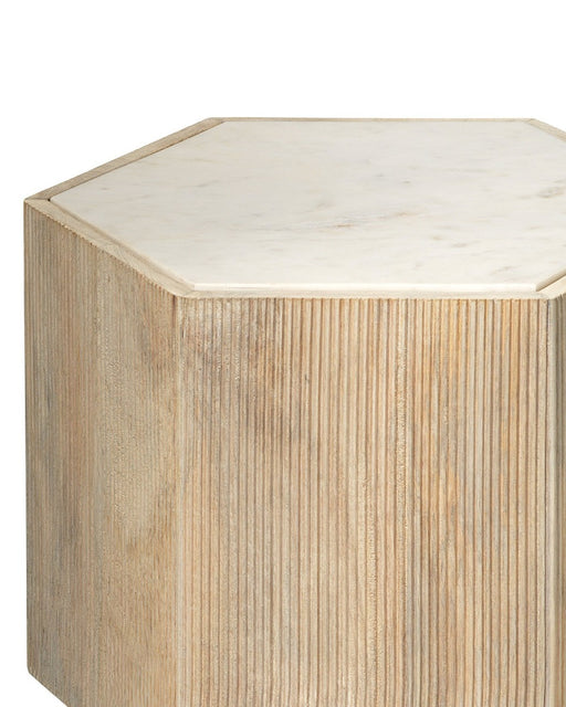 Jamie Young Company - Argan Hexagon Table in Natural Wood & White Marble - 20ARGA-MDWH - GreatFurnitureDeal