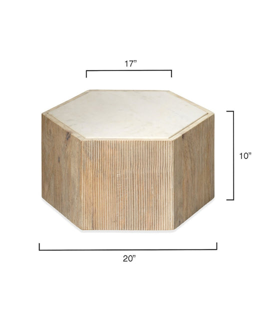Jamie Young Company - Argan Hexagon Table in Natural Wood & White Marble - 20ARGA-SMWH - GreatFurnitureDeal
