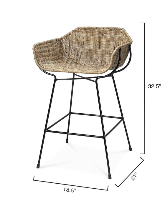 Jamie Young Company - Nusa Counter Stool in Natural Rattan & Black Steel - 20NUSA-CSNA - GreatFurnitureDeal