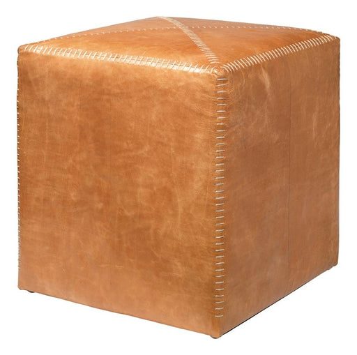 Jamie Young Company - Small Ottoman in Buff Leather - 20OTTO-SMLE - GreatFurnitureDeal