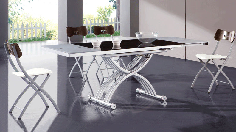 ESF Furniture - 2109 5 Piece Modern Dining Table Set in Wenge/White - 2109DININGTABLE-5SET