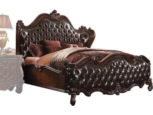 Acme Furniture - Versailles Queen Bed in D.Brown PU/Cherry Oak - 21120Q