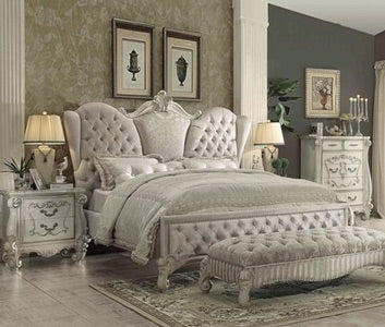 Acme Furniture - Versailles Cal King Bed in Ivory Velvet/Bone White - 21124CK
