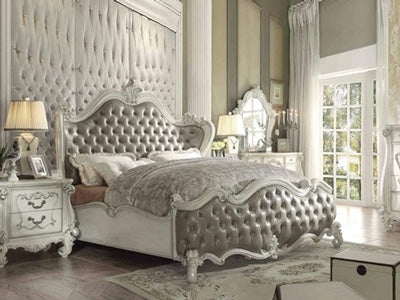 Acme Furniture - Versailles Queen Bed in Vintage Gray PU-Bone White - 21150Q - GreatFurnitureDeal