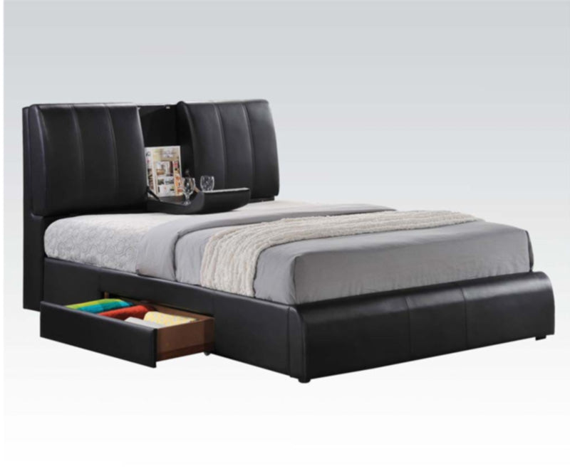 Acme Furniture - Kofi Eastern King Platform Bed with Sleigh Table in Black - 21266EK