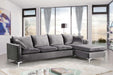 Meridian Furniture - Naomi Velvet Reversible Sectional in Grey - 636Grey-Sectional - GreatFurnitureDeal