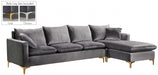 Meridian Furniture - Naomi Velvet Reversible Sectional in Grey - 636Grey-Sectional - GreatFurnitureDeal