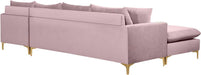 Meridian Furniture - Naomi Velvet Reversible Sectional in Pink - 636Pink-Sectional - GreatFurnitureDeal