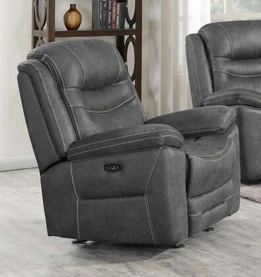 Myco Furniture - Garrett Power Chair w-Power Headrest in Gray - 2157-C-GY - GreatFurnitureDeal