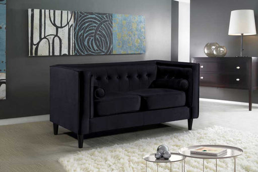 Meridian Furniture - Taylor Velvet Loveseat in Black - 642Black-L - GreatFurnitureDeal