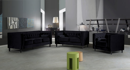 Meridian Furniture - Taylor 3 Piece Living Room Set in Black - 642Black-S-3SET - GreatFurnitureDeal